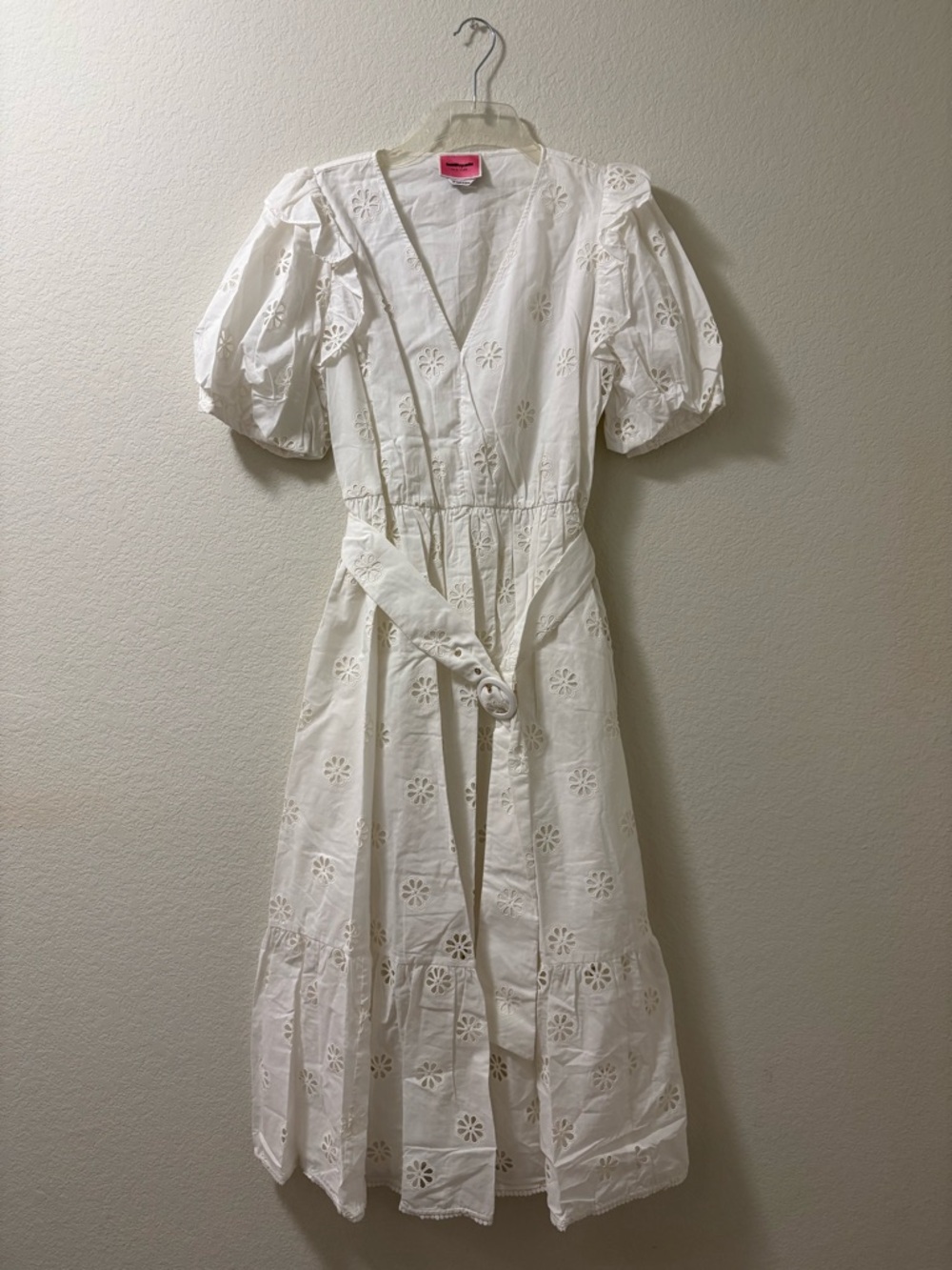 Kate Spade New York fresh white ruffled eyelet belted dress. Size 14 NWOT
